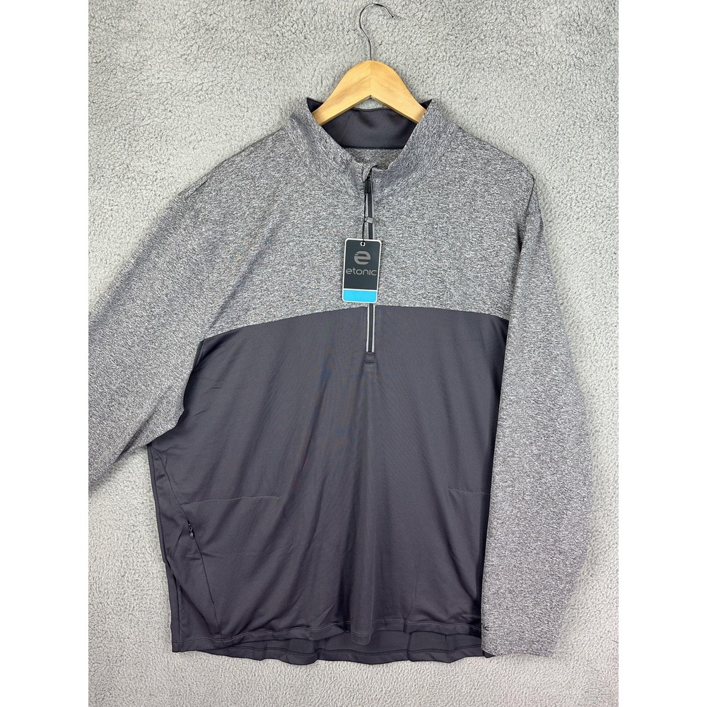 Etonic Shirt Mens 2XL Gray Steel Quarter Zip Moisture Wicking Golf Pullover New
